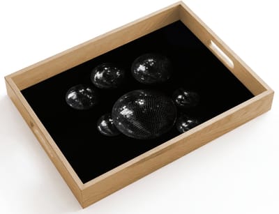Dienblad hout 40x30 cm - Schootdienblad - Discoballen - Minimalistisch - Zwart - Borrelplank rechthoek - Plateau dienbladen