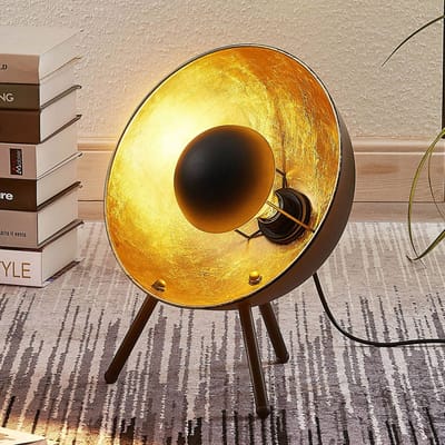 Lindby - Tafellamp - 1licht - Metaal - H: 38 cm - E27 - zwart, goud