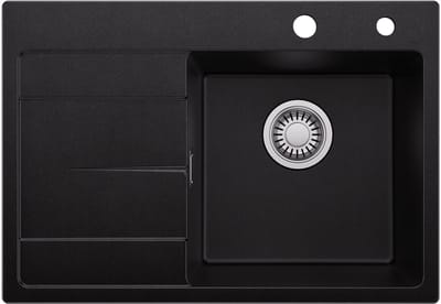 SOFETIY MAX Spoelbak voor keuken (65x45 cm) - Granieten Spoelbakken Zwart - Wasbak Keuken Met Waterafvoersysteem en Afdruiprek