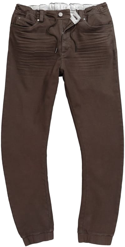 JP 1880 - Heren - Instapbroek FLEXNAMIC® elastische tailleband - Donkerbruin - Maat 3XL