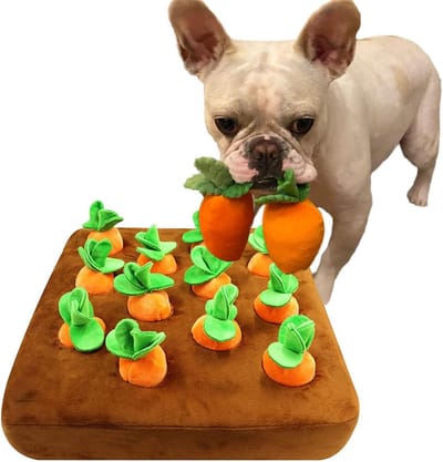 Educatief speelgoed, interactief hondenspeelgoed, pluche wortel-snuffelmat, educatieve honden-snuffelmat, pluche groente-hondenspeelgoed