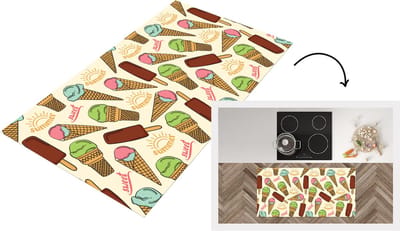 Keukenloper - Loper keuken - Eten - Patroon - IJs - 120x60 cm - Keukenloper vinyl