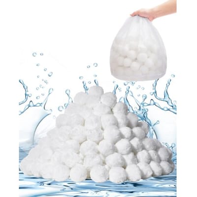 VEVOR Filterballen voor zandfilters, 1,56 kg, Filterballen ter vervanging van zwembadfilterzand, Herbruikbare filtermediaballen van polyestervezels met waszak, voor zwembaden, bovengrondse zwembaden, aquaria
