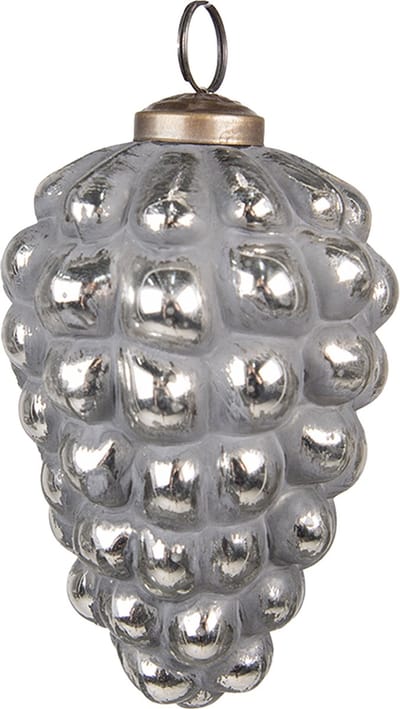 Clayre & Eef Kerstbal Overig Ø 7 cm Grijs Glas Kerstballen