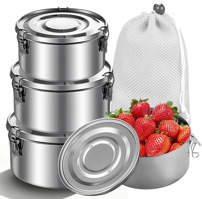 Broodtrommel 660 ml/1040 ml/1590 ml broodtrommel roestvrij staal, voedselcontainer, lunchbox roestvrij stalen doos snackbox met deksel, bento box, lekvrije vershouddozen voor