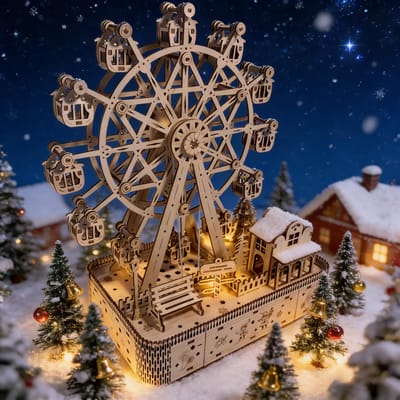 Houten Reuzenrad Puzzel DOE-HET-ZELF Houten 3D Reuzenrad Montage Leren Verjaardagscadeau Kerstcadeau wit