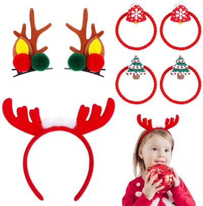 Dailygoods- Haaraccessoires 7-delig - Haarband - Haarklem - Haarelastiekjes - Haarspeld - Kerstmis thema