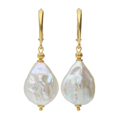Bela Donaco - Oorbellen Parel B15 – 24K Verguld Sterling Zilver – Keshi Parels