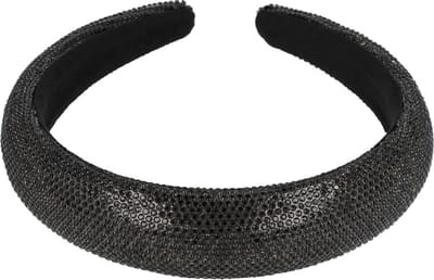 Haarsoires Haarband Diadeem 3cm – Glitter Stof – Zwart - Comfortabel voor Dames & Meisjes - Universele Maat