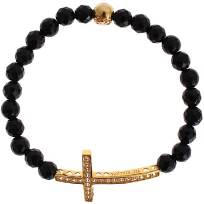 Nialaya Agaatsteen Gouden CZ Kruis 925 Zilveren Armband