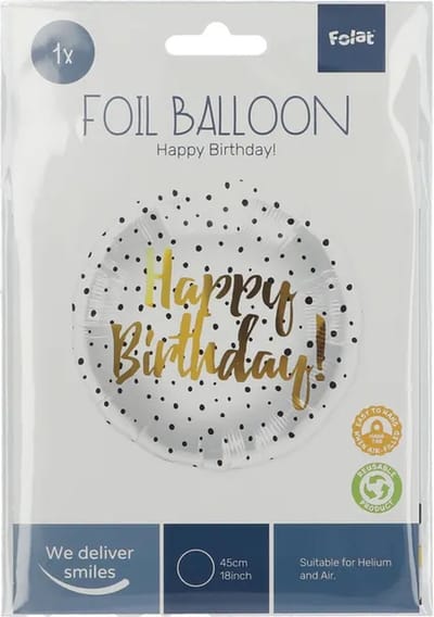 Folat - Folieballon Verjaardag Stippen Zwart - 45 cm