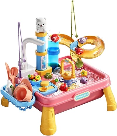 Waterspeelbord Kinderen - Sensory Tafel - Buiten Spelen - Geïntegreerd Pomp Systeem - 31 x 12 x 30 cm - Roze