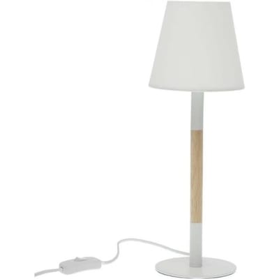 Lampe à poser - VERSA - Cosy - Bois - Blanc - 40 cm blanc