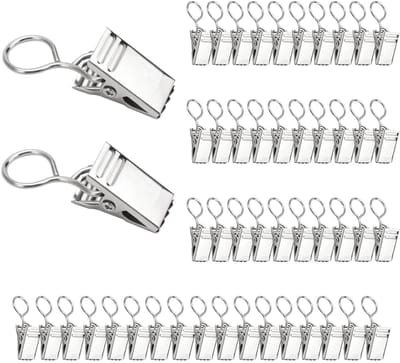 Dailygoods- Gordijnclips 100 Stuks - Roestvrij Staal - Haken - Duurzaam - 18 x 9 mm - Geschikt voor Douchegordijnen - Gordijnhaken