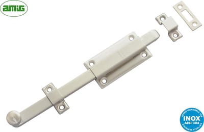 AMIG Poortgrendel – 250mm – RVS AISI 304 - Professionele Kwaliteit - Schuifslot - Schuifgrendel - Schuifslot voor Deur - Grendel - Rolschuif - Plaatgrendel - Voor Buiten en Binnen