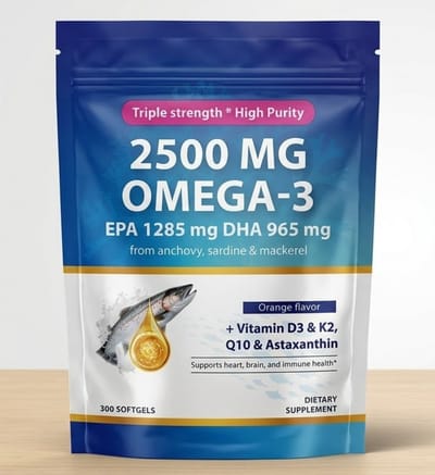Visolie capsules - Omega-3 2500 mg met Vitamine D3 & K2, Q10 en Astaxanthin - 300 capsules