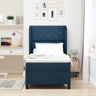 vidaXL - Boxspring - bed - met - hoofdeinde - Blauw - 100 - x - 200 - cm - Stof