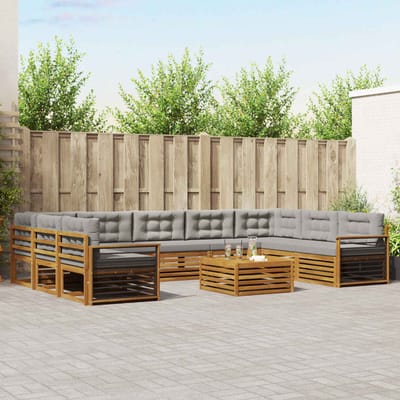 vidaXL - Buiten - bank - set - 10 - st - Natuurlijk - en - Licht - Grijs