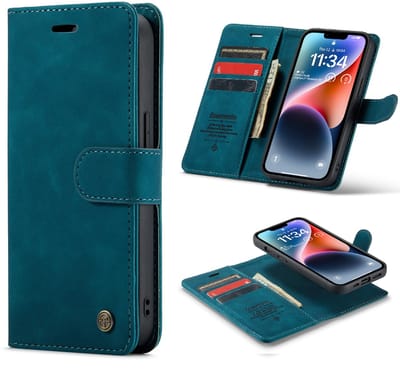 Casemania Hoesje Geschikt voor Apple iPhone 16e - Emerald Green - 2 in 1 Magnetic Book Case
