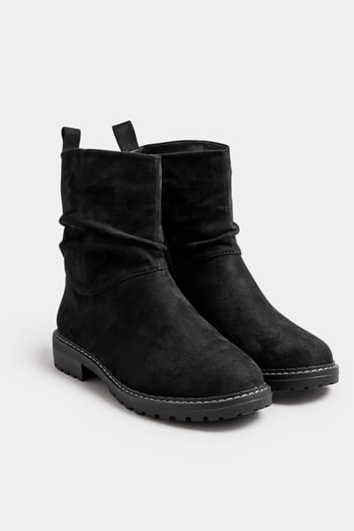 Yours Zwarte Suède Slouch Boots Met Extra Brede Eeepasvormsize 37EEE