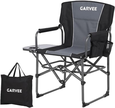 Campingstoel Opvouwbare - 58x51x92cm - Vouwstoel Draagbaar - Visstoel Buiten - Strandstoel - Zijtafel En Zijvak - 180kg Draagvermogen - Voor Camping Strand Picknick Sport - Zwart