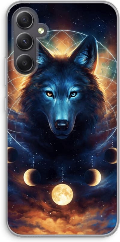Case Company® - Hoesje geschikt voor Samsung Galaxy A34 hoesje - Wolf Dreamcatcher - Soft Cover Telefoonhoesje - Bescherming aan alle Kanten en Schermrand
