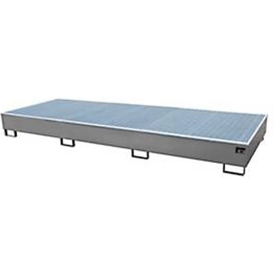 Bauer RW-GR 3600-3 PE vakkenbak, met rooster en PE inzet, B 3262 x D 1312 x H 383 mm, tot 1000 l, gelakt staal, muisgrijs