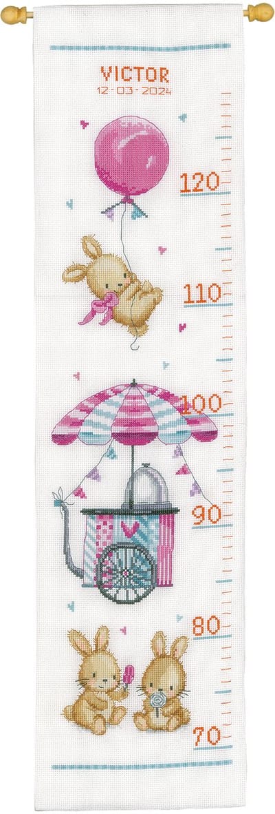 Vervaco - Telpakket kit - Geboorte - Groeimeter - Ijsjeskar - PN-0200140 - Borduren - Borduurpakket - Borduurpakket geboorte - Borduurpakket volwassenen