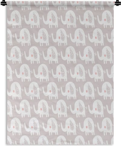 Wandkleed - Wanddoek - Olifant - Design - Stippen - 150x200 cm - Wandtapijt