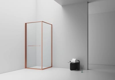 ALONI Inslide Douchecabine GEBORSTELD KOPER - RUIMTEBESPAREND - OMKEERBAAR - 6MM VEILIGHEIDSGLAS - 90X90X200 CM