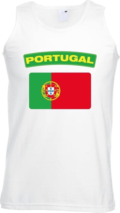 Portugal singlet shirt/ tanktop met Portugese vlag wit heren S