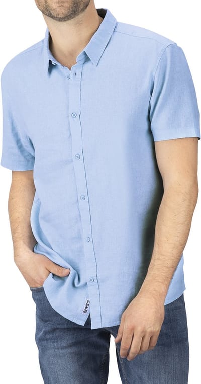 riverso Heren Overhemd RIVCarlo regular fit Blauw S Ronde Hals Volwassenen Korte mouwen linnen overhemd