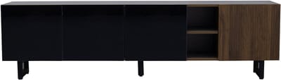 Moderne Collectie - TV Meubel 180 cm - 4 Grilloze Deuren in Retro Hout/Zwart - Stabiele Metalen Constructie - Hoge Glans Afwerking