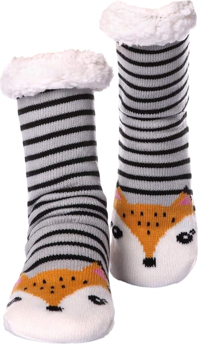 JAXY - Huissokken Dames - Verwarmde Sokken - Anti Slip Sokken - Huissokken - Bedsokken - Warme Sokken - Kerstcadeau Voor Vrouwen - Thermosokken - Dikke Sokken - Fluffy Sokken - Kerstsokken Dames en Heren - Vos