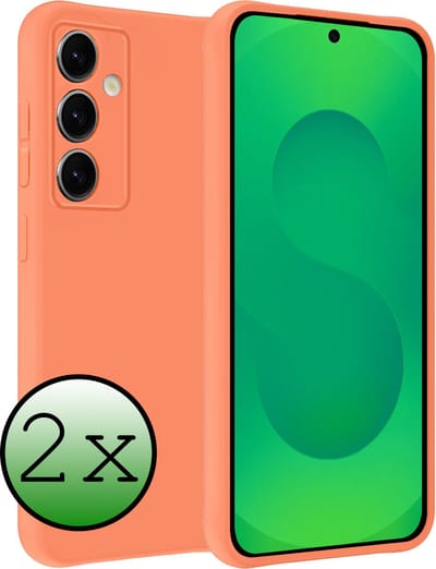 Hoesje 2 Stuks - Geschikt voor Samsung Galaxy S25 - Sterk & Shockproof - Case Siliconen - Back Cover - Telefoon Hoes - Perzik