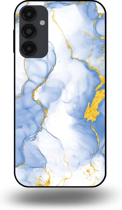 Smartphonica Telefoonhoesje Geschikt voor Samsung Galaxy A24 4G met Lichtblauw Goud Marmer Opdruk - TPU Backcover Case Lightblue Gold Marble Design geschikt voor Samsung Galaxy A24 4G