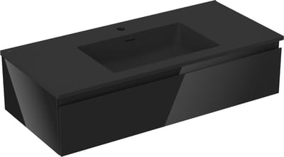 Mexen Orio badkamerkast 100 cm met wastafel Otis, 1 lade, zwart glans/zwart mat - 91A10-10023-1-BF70-W18M71