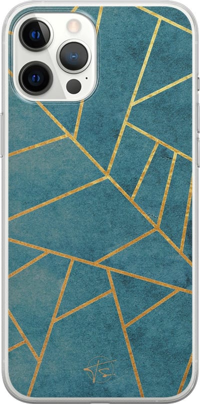 Hoesje geschikt voor iPhone 12 Pro Max - Abstract blauw - Soft Case - TPU - Print - Blauw - Mooie Telefoonhoesjes