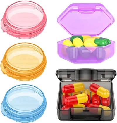 Kleine pillendoos set van 5, vochtbestendige medicijnorganizer, draagbare vitaminecontainer voor dagelijks gebruik en opbergen van medicijnen