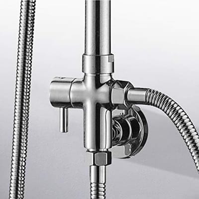 Wandmontage duikventiel, ronde koperen doucheadapter G1/2" met accessoires, 3-weg douche splitter voor badkamer en keuken