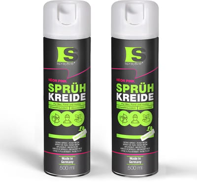 Spraytive 2x 500ml spuitkrijt neon roze markeerspray afwasbaar krijtspray voor tijdelijk markeren op asfalt gras en beton hoge dekking