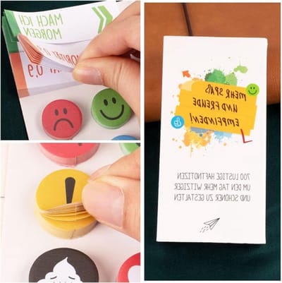 Zelfklevende notitieblaadjes met kleurrijke pagemarkers en grappige spreuken, ideaal voor gebruik op kantoor, school en thuis voor overzicht en plezier