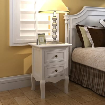 vidaXL - Nachtkastjes - 2 - st - met - 2 - lades - MDF - wit