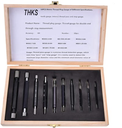 Allecto - Draadplugmeter - Draadplug Gage - Hoge Nauwkeurigheid - Metrisch - Meting Handgereedschap - Geschikt voor Professioneel Gebruik - 10-delig