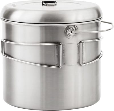 Solo Stove-pan 1800 ml | Incl. Nylon zak, lichtgewicht roestvrijstalen kookgerei voor backpackers, markeringen voor oz en ml, schenktuit, deksel en uitklapbare handvaten, 19,7 x 18,4 cm, 4 l, 822 g