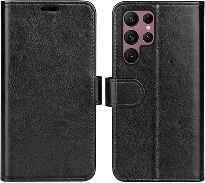 MobyDefend Hoesje - Geschikt voor Samsung Galaxy S23 Ultra - Wallet Book Case (Sluiting Achterkant) - Zwart