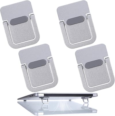 Famanu – Mini-laptopstandaard - opvouwbare onzichtbare laptophouder - draagbare toetsenbordverhoging voor bureau - verstelbare notebookstandaard voor computer - toetsenbord (zilver)