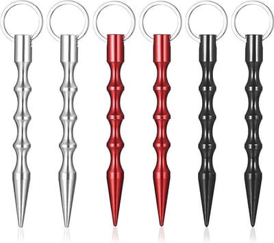 Sleutelhanger - Set van 6 - 14 × 1,5 cm - Metaal - Universeel - Draagbaar - Sleutelhangerset - Geschikt voor oudere meisjes, vrouwen - Zwart - Zilver - Rood