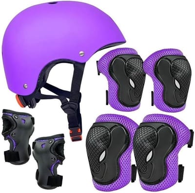 Beschermende Uitrusting Set - Kinder Beschermset - Veilig Sporten - 7-Delig Compleet - 48-54 cm - Paars