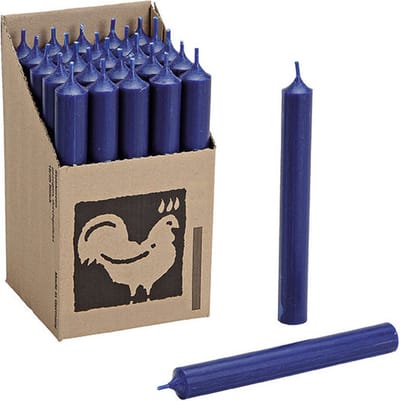 Hahn Dinerkaarsen - Donkerblauw - 25x stuks - 18 cm - sfeer kaarsen - 7 branduren - kandelaar